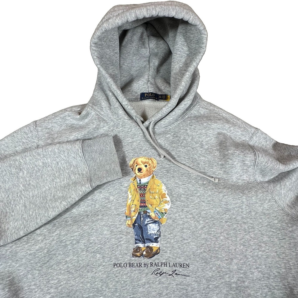 Polo Ralph Lauren Polo‎ Bear Graphic Print Hoodie Mens XXL Unisex Gray Pullover